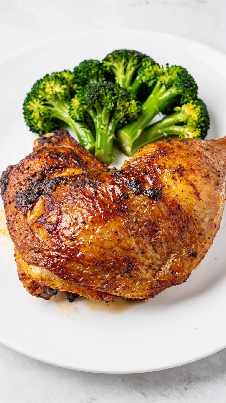 Juicy baked chicken breast served with herbs and spices