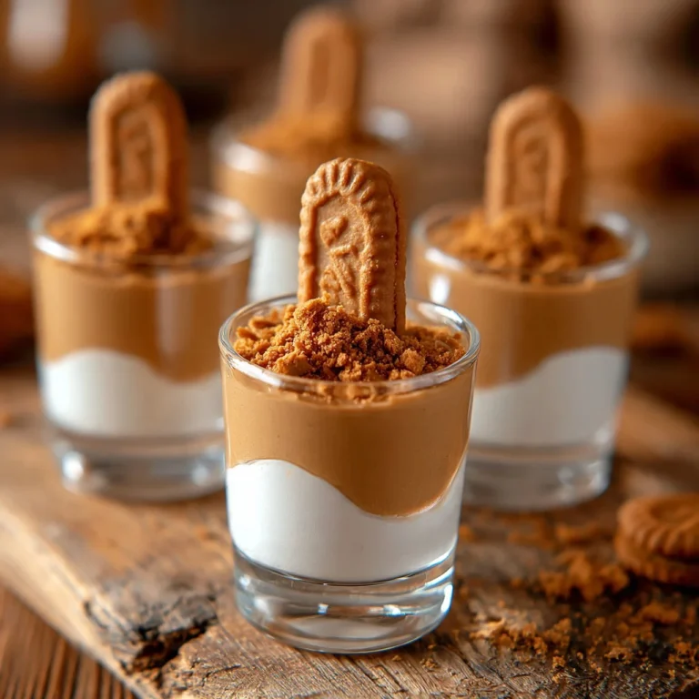 Delicious Biscoff Mousse in a dessert dish topped with Biscoff biscuits