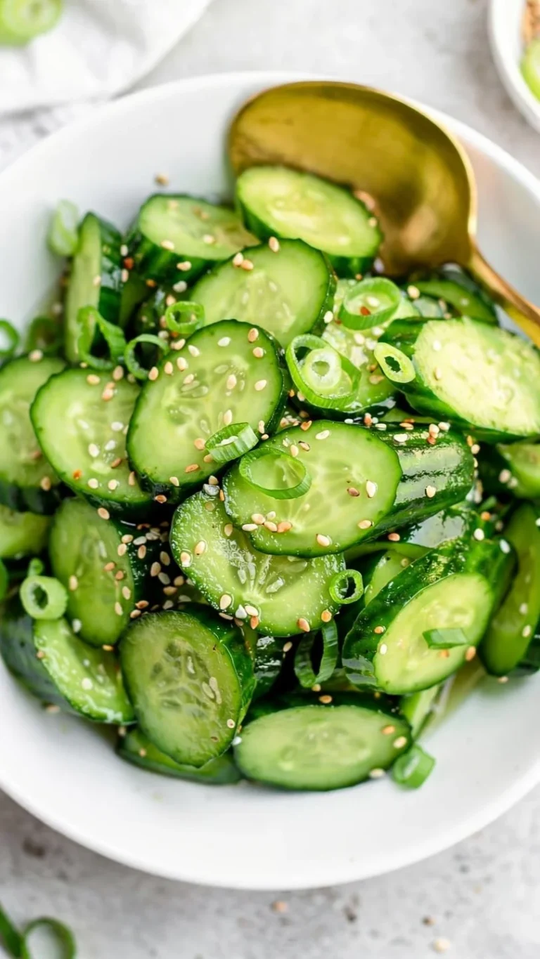 Easy 5 Minute Asian Cucumber Salad recipe with fresh cucumbers and seasonings