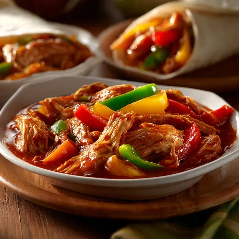 Slow cooker chicken fajitas served with peppers and onions