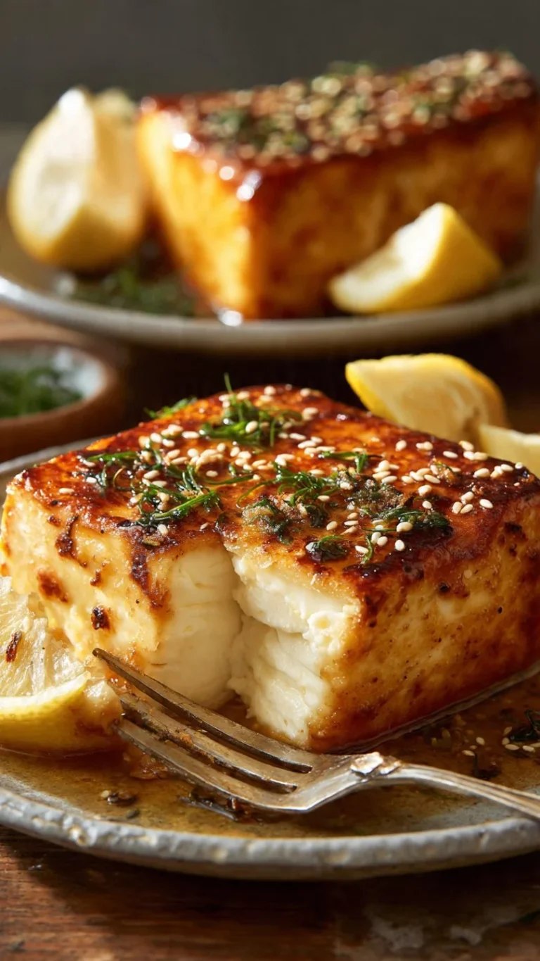 Plate of crispy fried feta cheese garnished with herbs and spices
