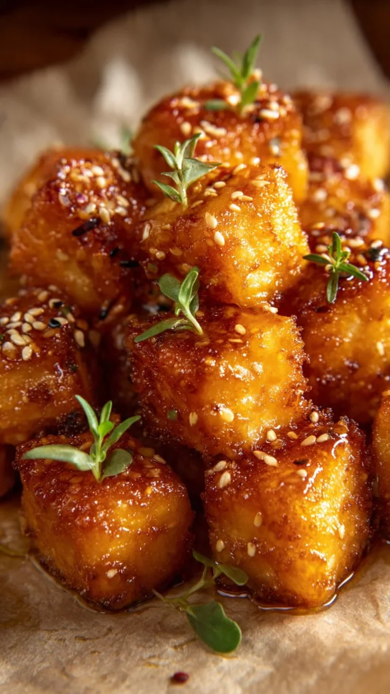 Delicious Fried Feta topped with Honey and Sesame Seeds on a plate