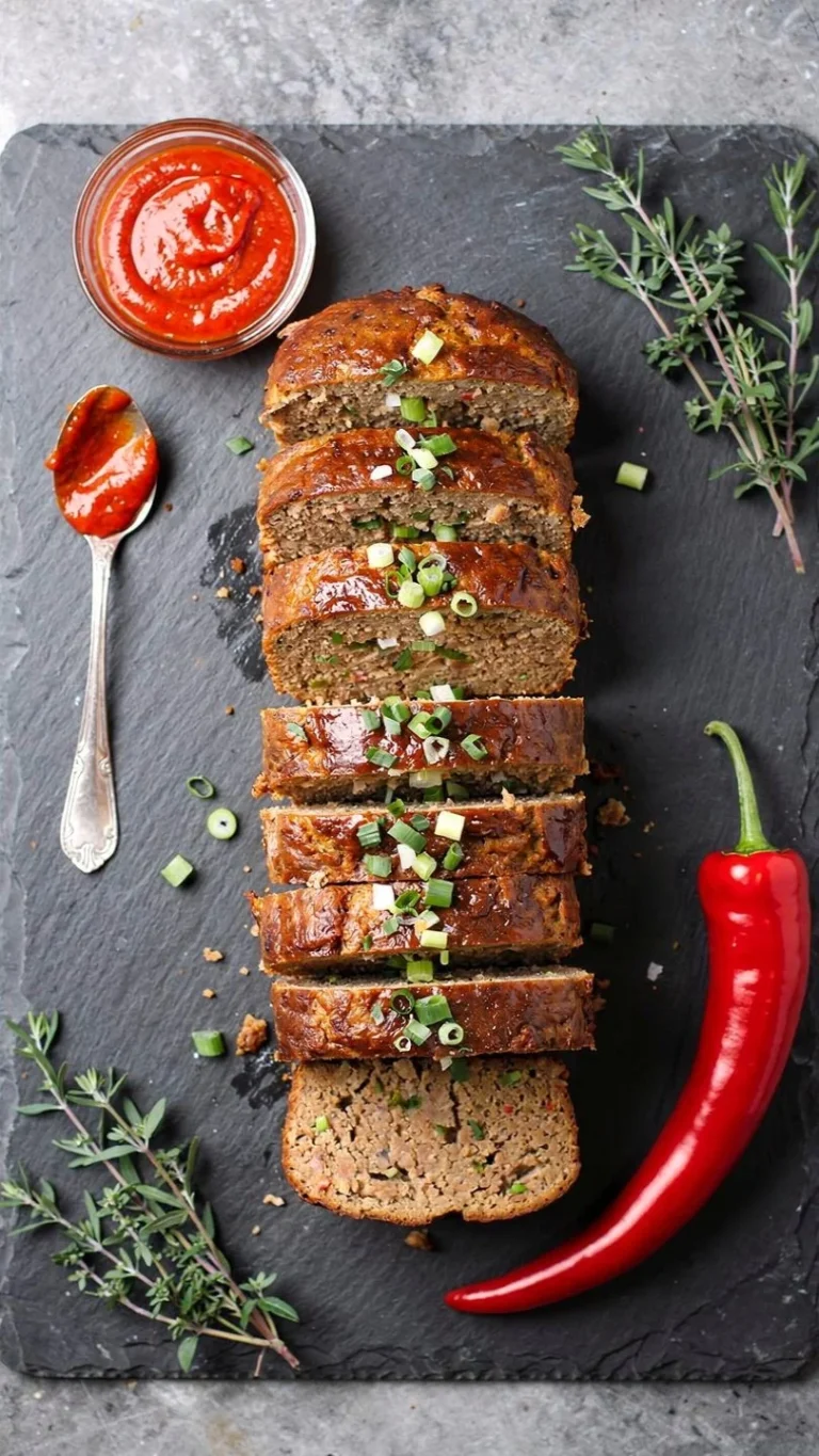 Gordon Ramsay's delicious meatloaf served with garnishes