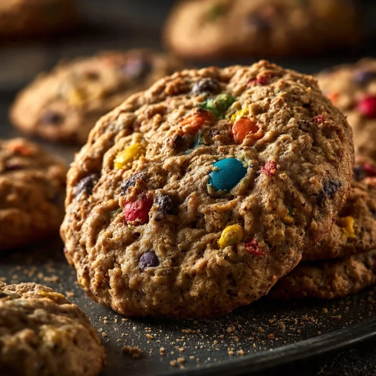 Healthy Banana Monster Cookies with oats and chocolate chips