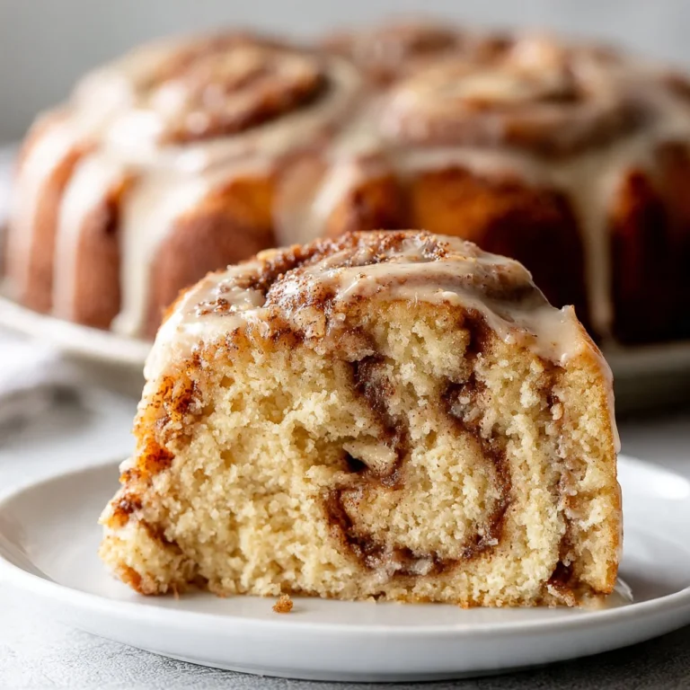 Delicious homemade cinnamon roll cake with frosting on a plate