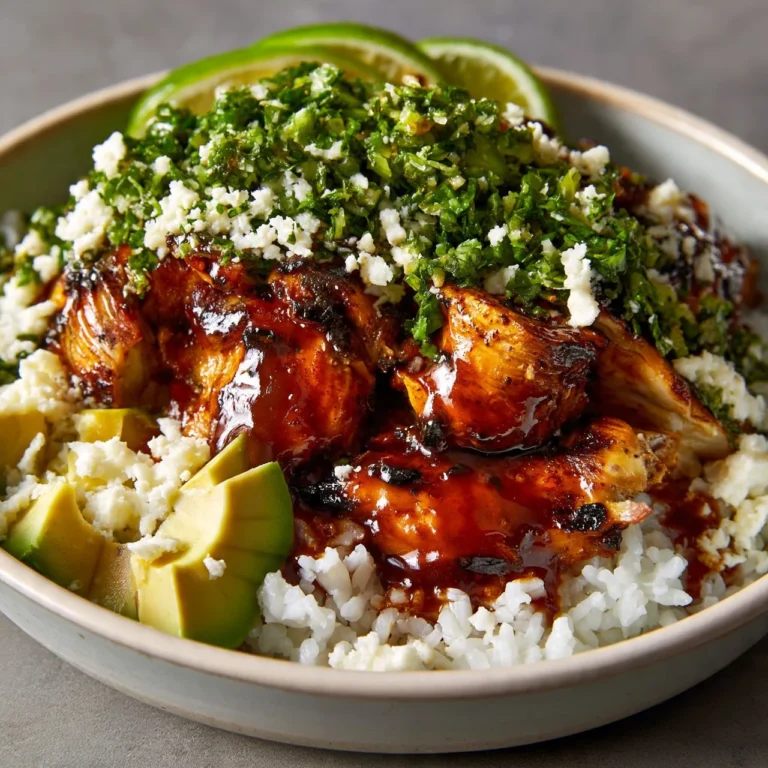 Honey Lime Chicken served with Avocado Rice in a vibrant bowl