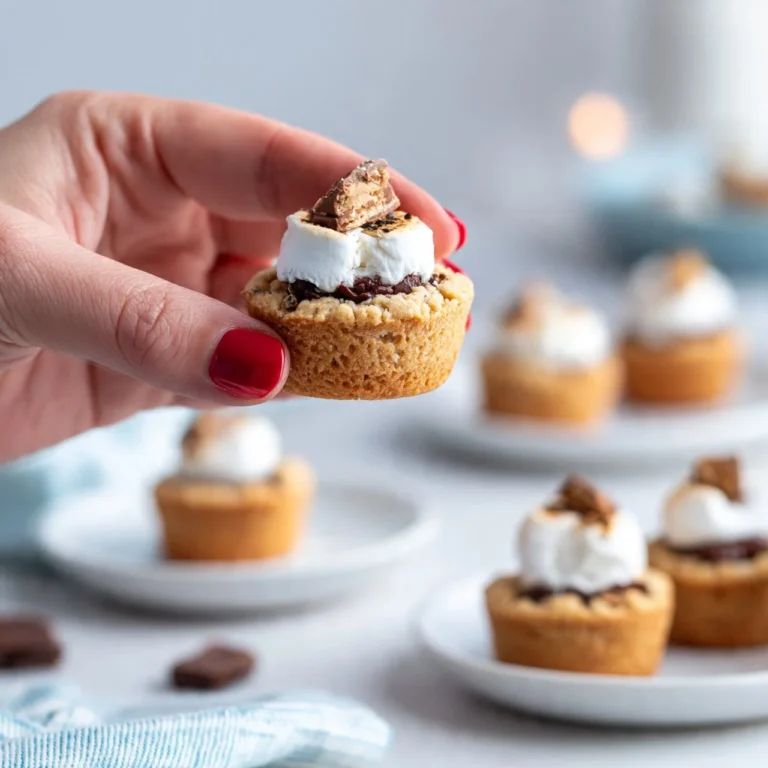 Delicious S'mores Cookie Cups topped with marshmallows and chocolate