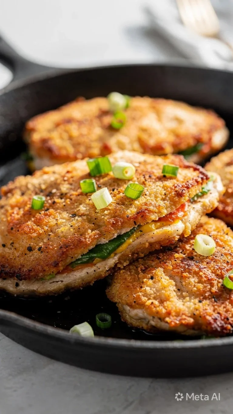 Jalapeno Popper Chicken garnished and served on a plate with spicy elements.
