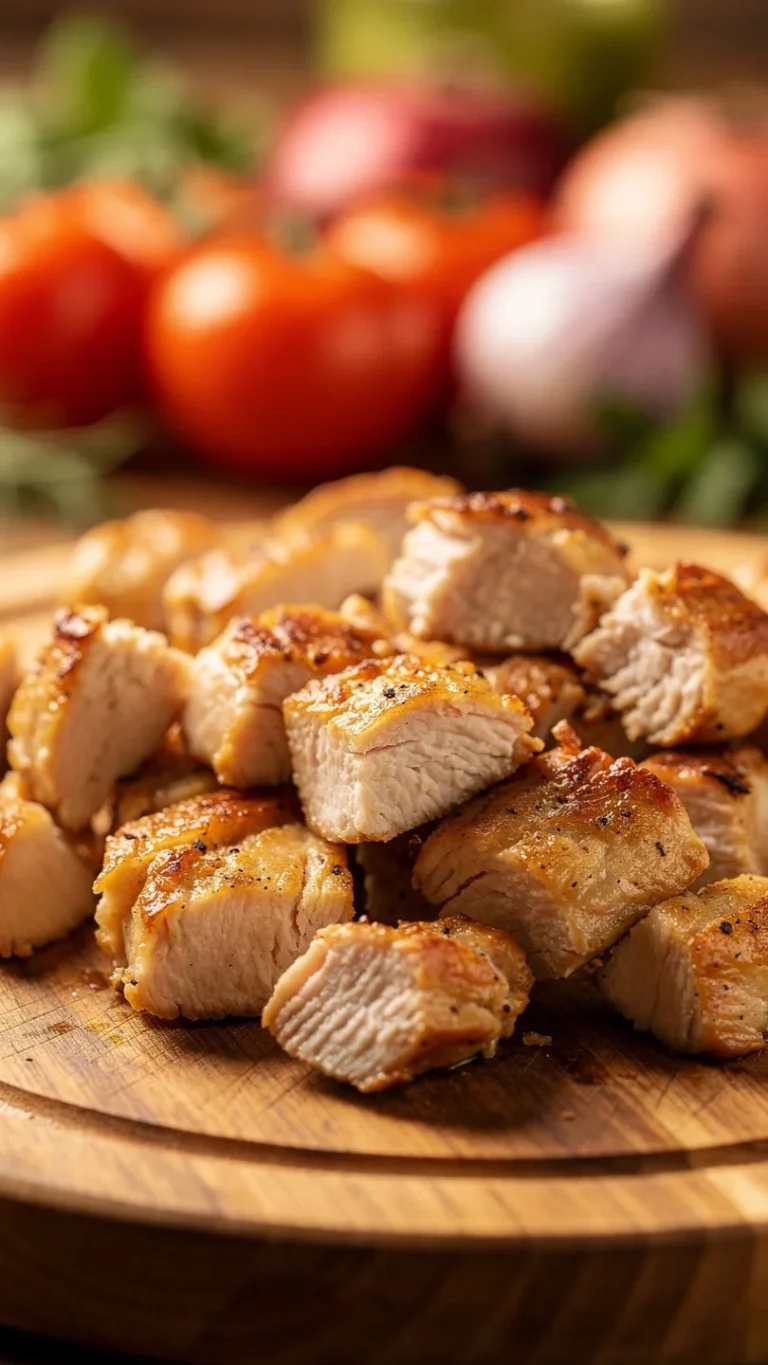 Juicy chicken breasts garnished with herbs on a plate.