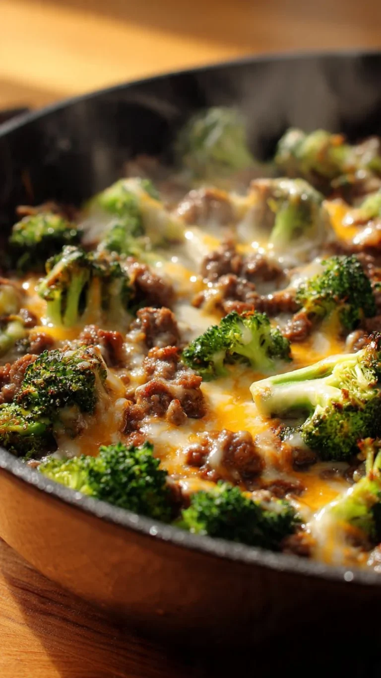 Delicious Keto Hamburger Broccoli Skillet for a quick low-carb dinner