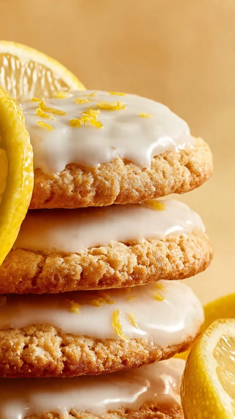 Lemon oatmeal no-bake cookies on a plate garnished with lemon slices