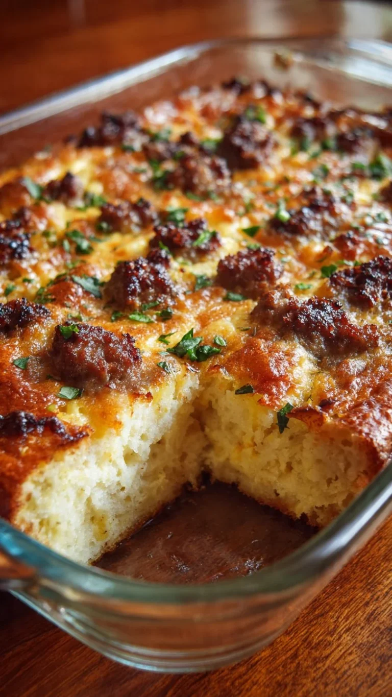 Martha Stewart's delicious hash brown breakfast casserole served in a casserole dish.