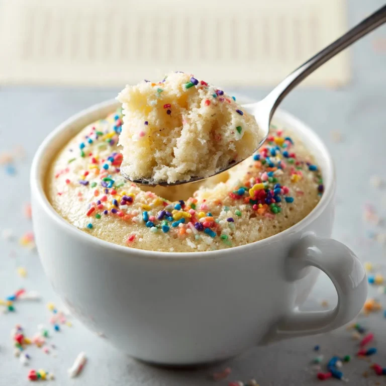 Delicious vanilla mug cake recipe cooked in a microwave