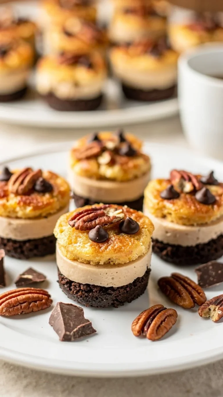 Delicious no-bake mini turtle cheesecakes topped with chocolate and caramel