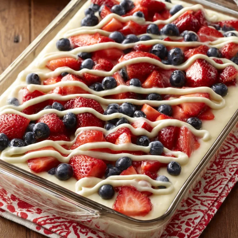 Delicious no-bake summer berry icebox cake topped with fresh berries