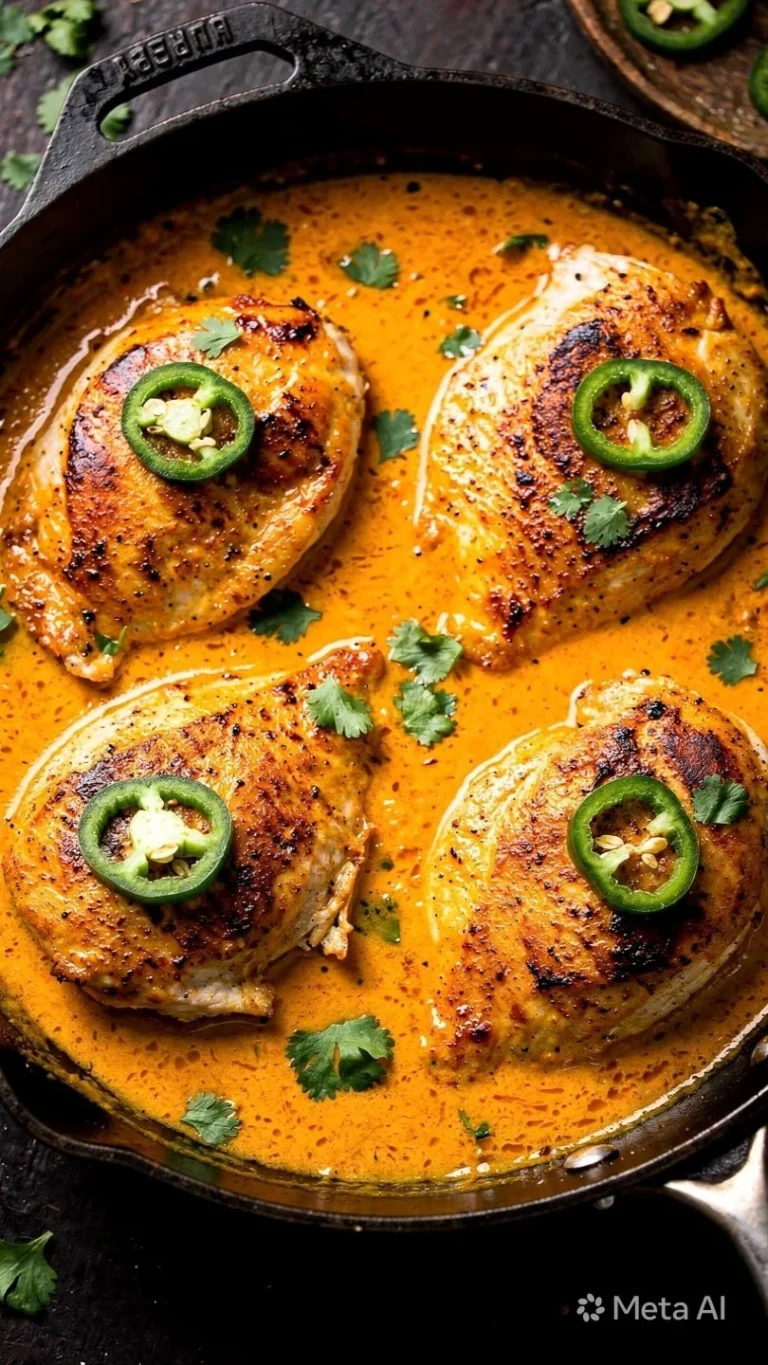 One Pan Cheesy Jalapeno Chicken dish with vibrant peppers and melted cheese