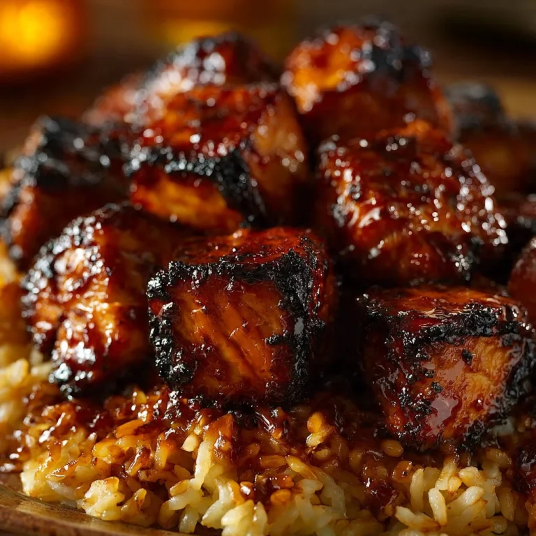 One-Pan Honey BBQ Chicken and Rice garnished with parsley on a plate