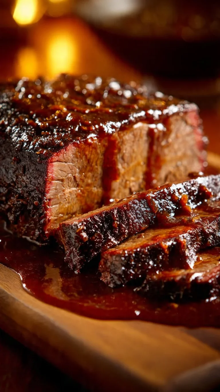 Oven baked beef brisket prepared in Texas style