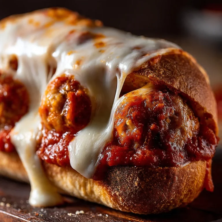 Oven-baked meatball sandwiches topped with marinara and melted cheese