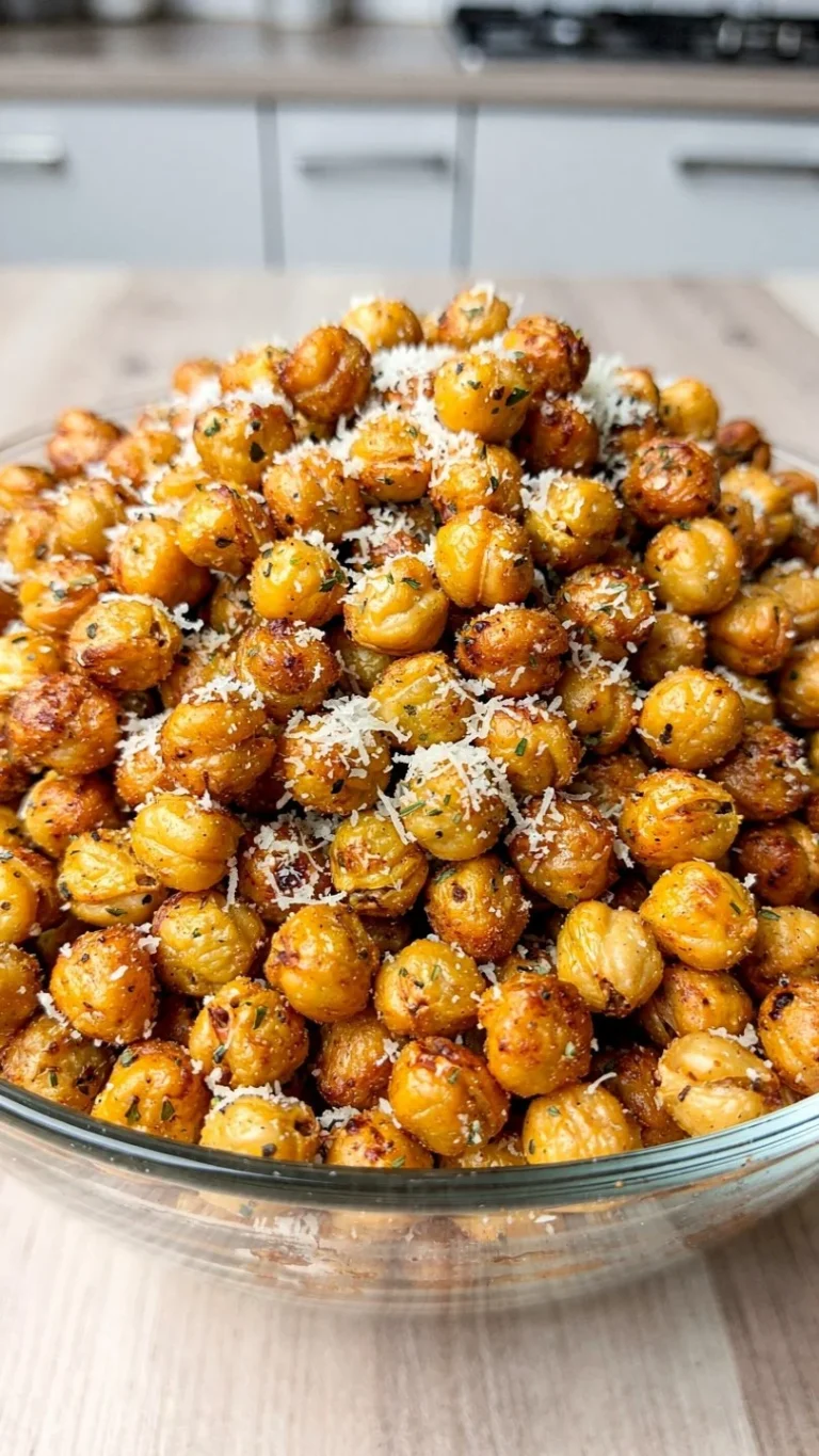 Bowl of ranch roasted chickpeas, crispy and oven-baked for a healthy snack.