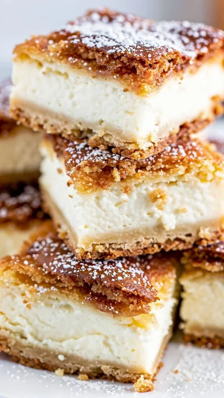 Delicious Sopapilla Cheesecake Bars topped with cinnamon sugar and drizzled with honey