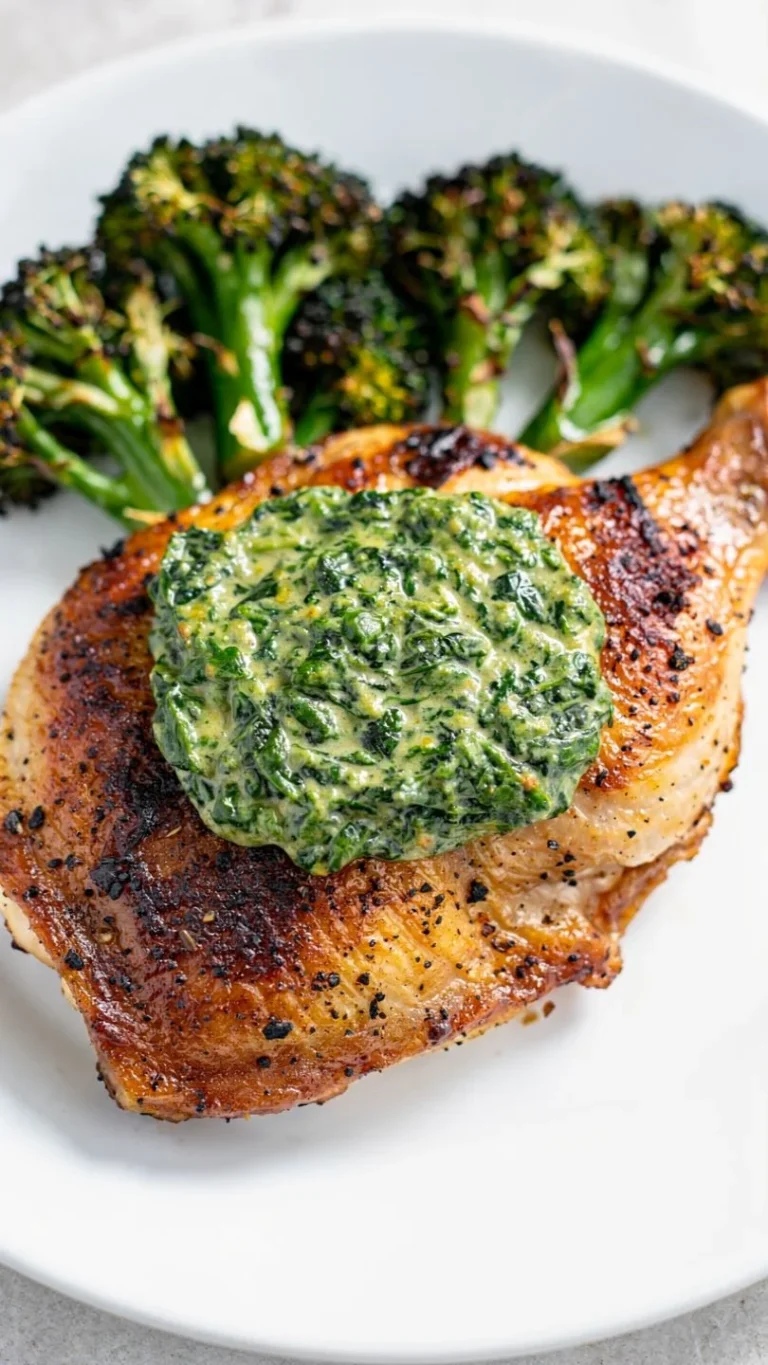 Spinach and Cream Cheese Stuffed Chicken Breast on a plate