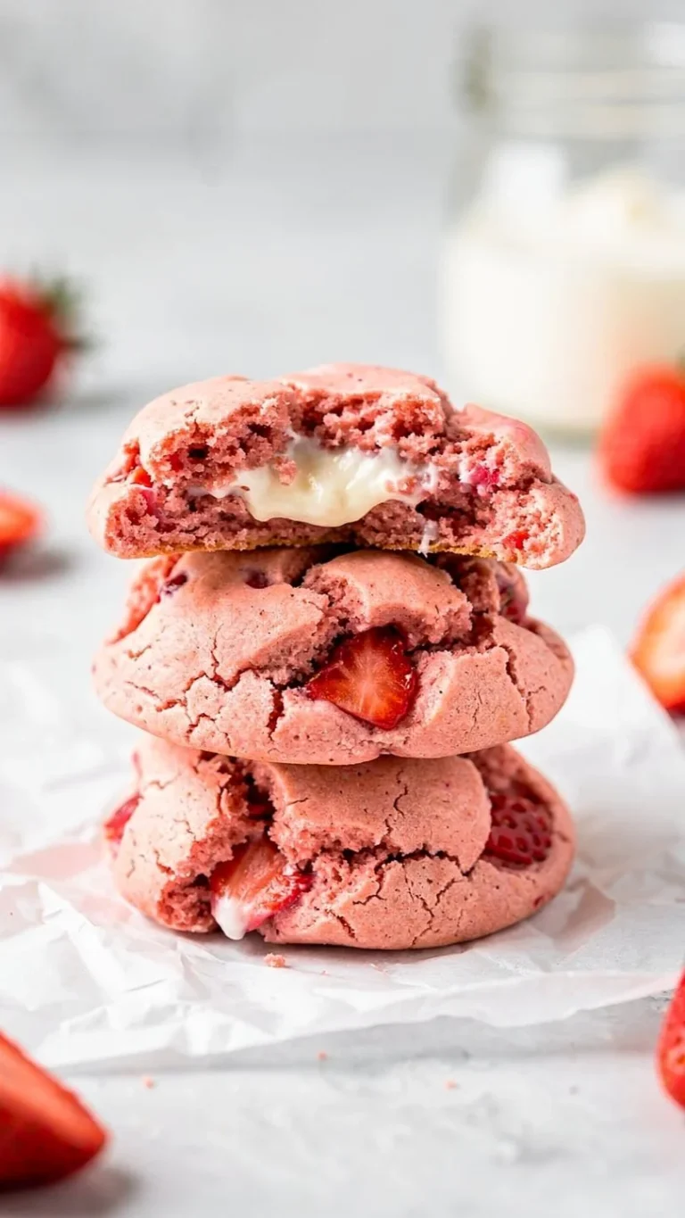 Delicious gluten-free strawberry cheesecake cookies on a dessert plate