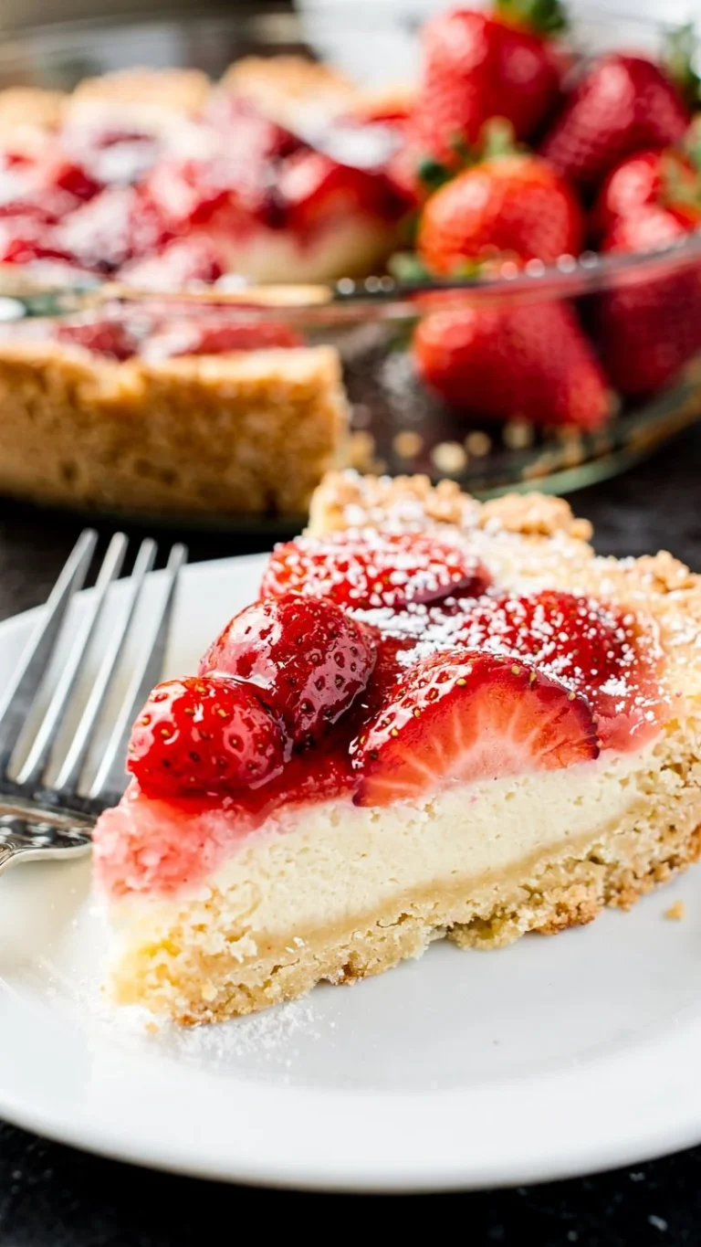 Delicious strawberry cheesecake dump cake served on a plate