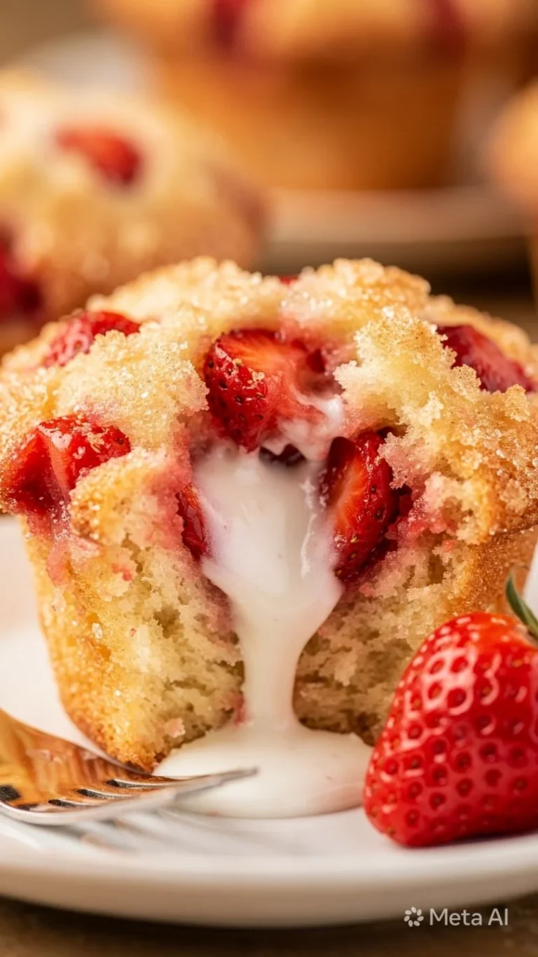 Delicious Strawberry Cream Cheese Muffins baked to perfection