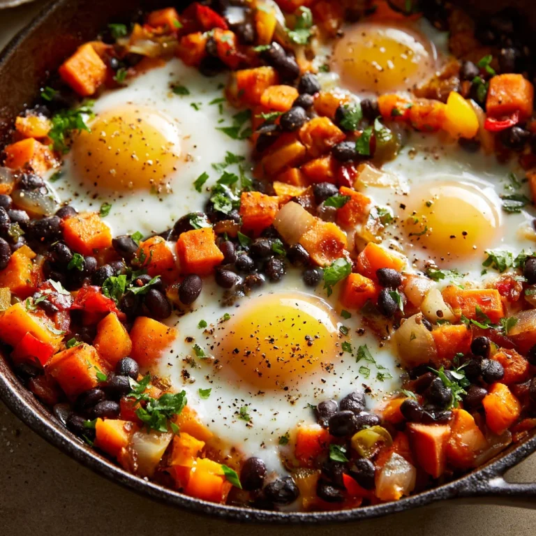 Sweet Potato and Black Bean Breakfast Hash served in a bowl with toppings